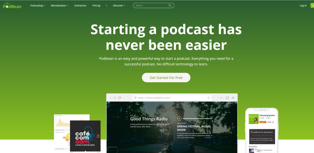 Image of the PodBean website