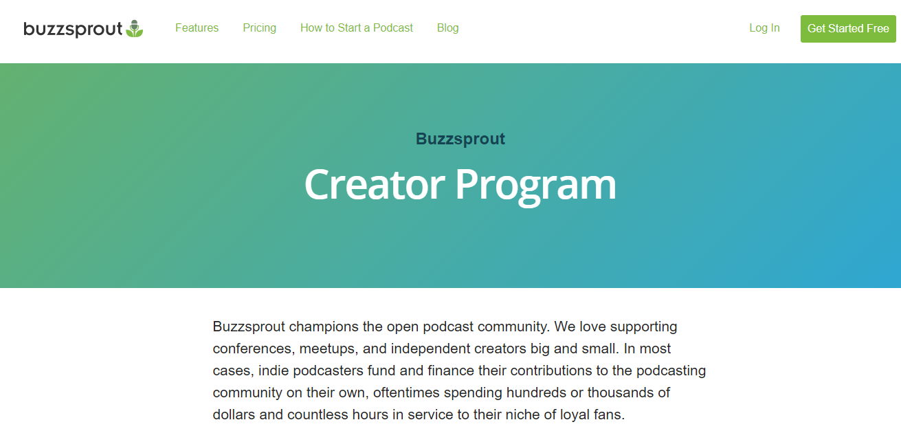 Buzzsprout Creator Program
